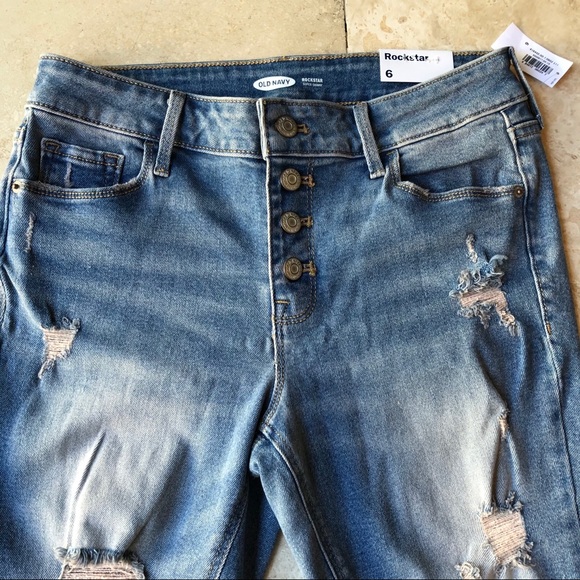 RELISTED* HP! Old Navy Rock Star SuperSkinny Distressed Jean NWT Women’s Size 6 - Picture 3 of 10